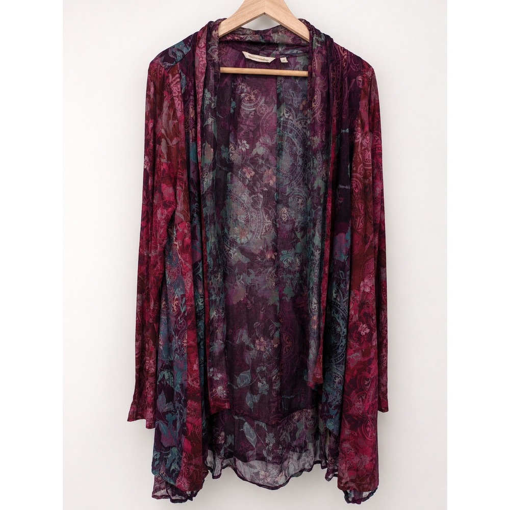 Soft Surroundings Cardigan Womens Medium Purple Floral Paisley Whimsigoth
